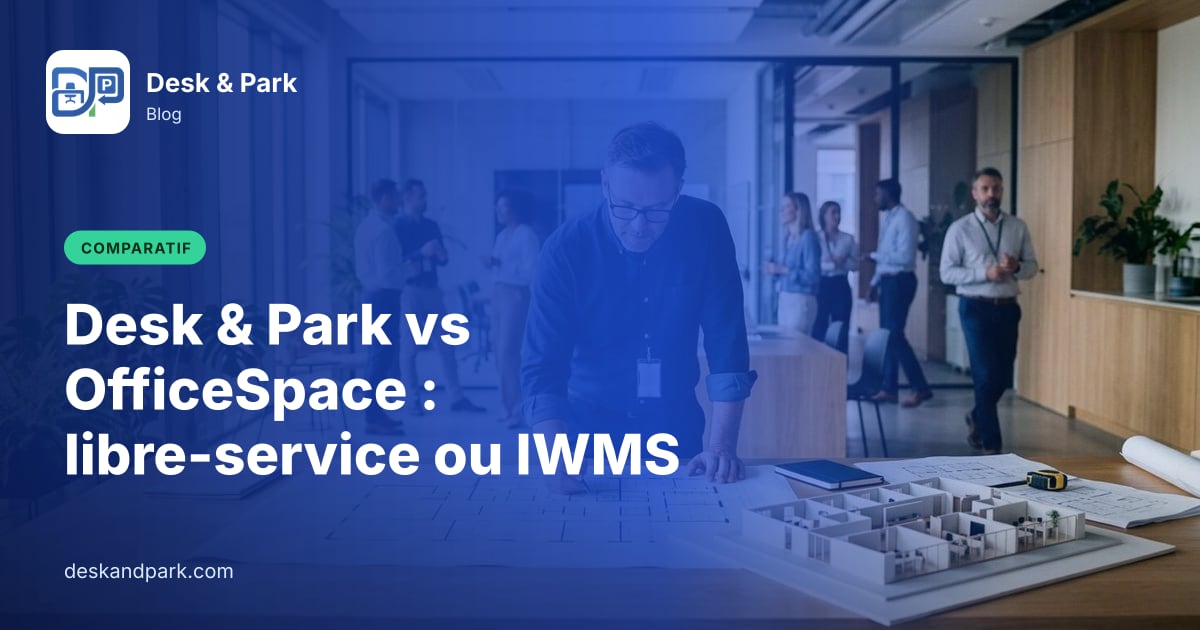 Un responsable des services généraux annote un grand plan de bureaux imprimé à côté d’une maquette