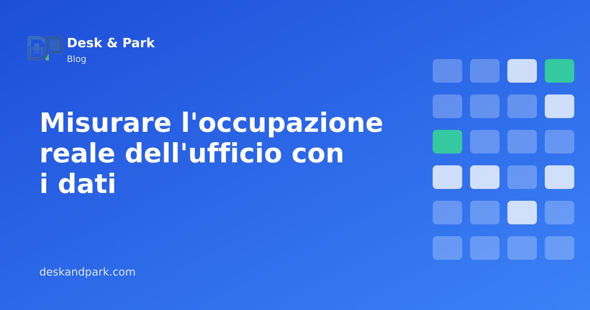 Un grafico di utilizzo settimanale accanto a una planimetria con scrivanie con check-in effettuato