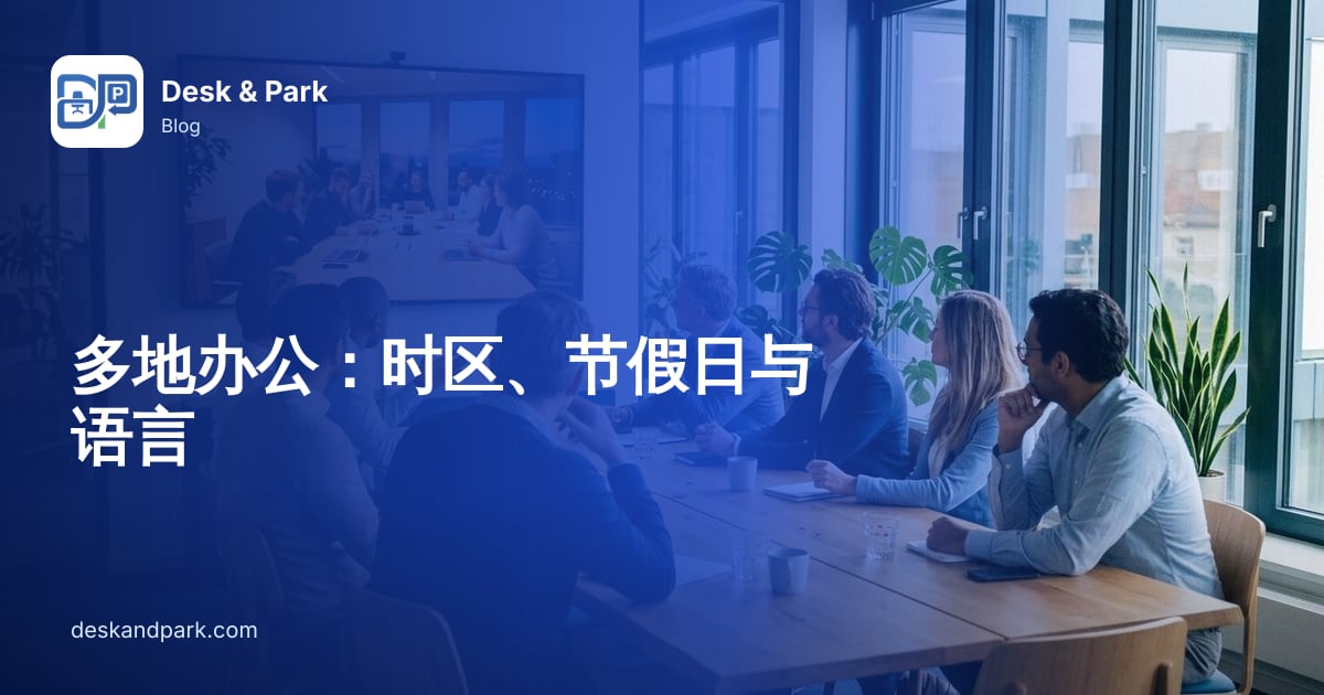 团队围坐在会议桌旁,通过大屏幕与另一间办公室的同事视频通话