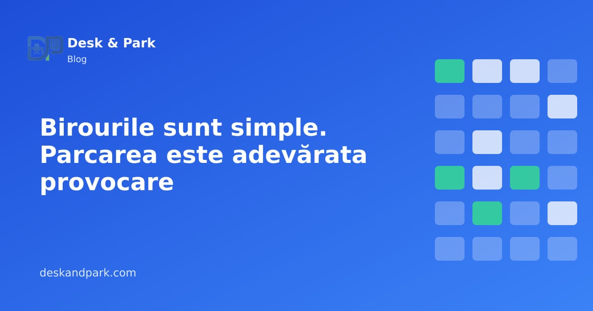 O schemă de parcare cu locuri rezervate, eliberate și libere, lângă un plan de etaj