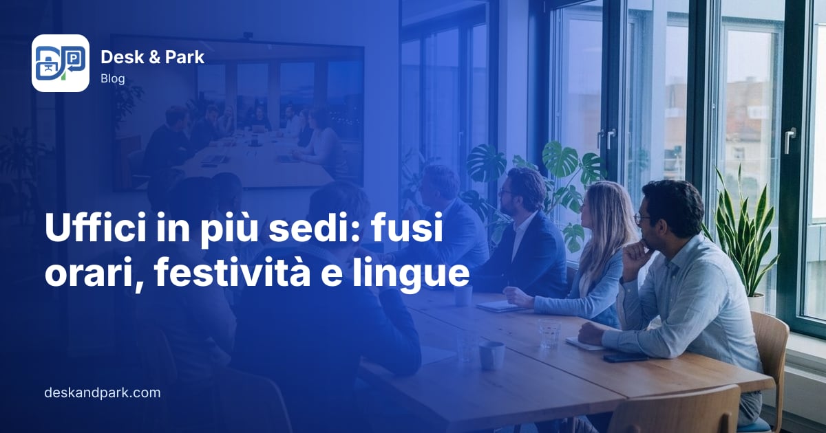 Un team al tavolo riunioni in videochiamata con i colleghi di un’altra sede su un grande schermo