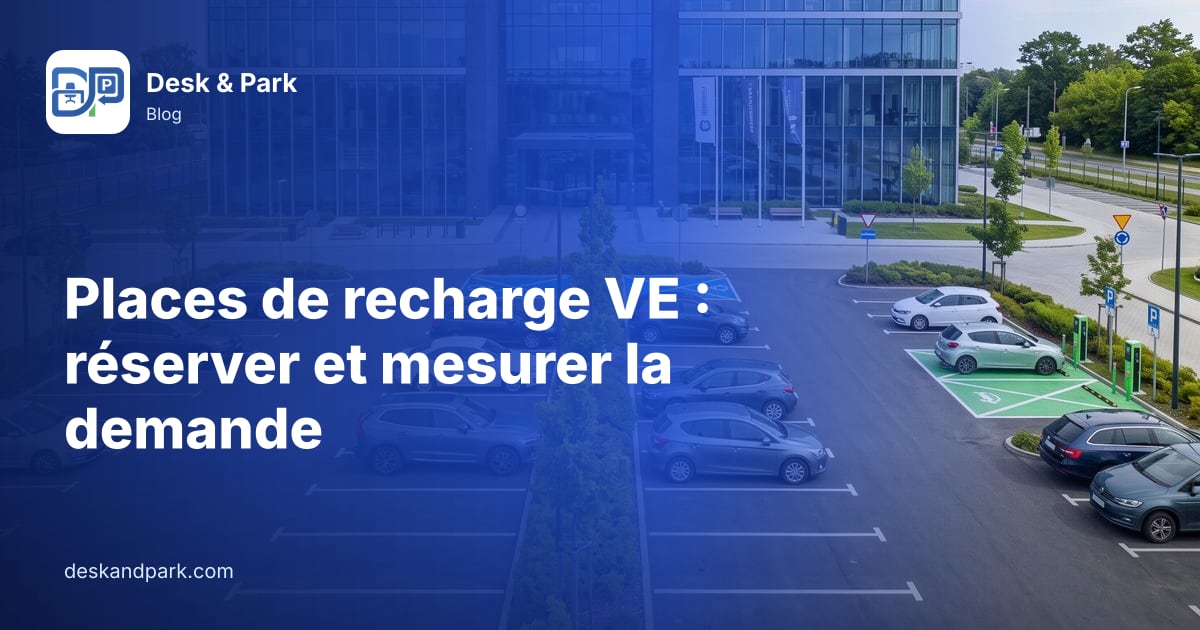 Immeuble de bureaux et son parking extérieur avec places vertes de recharge VE