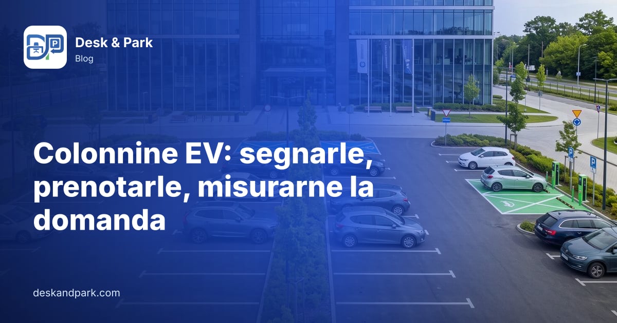 Edificio per uffici con parcheggio esterno e posti verdi di ricarica EV