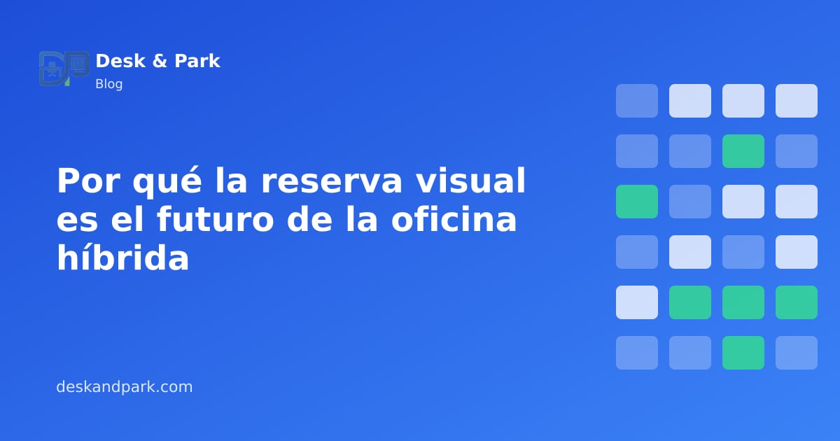 Un plano de oficina con escritorios marcados como libres, reservados y con check-in