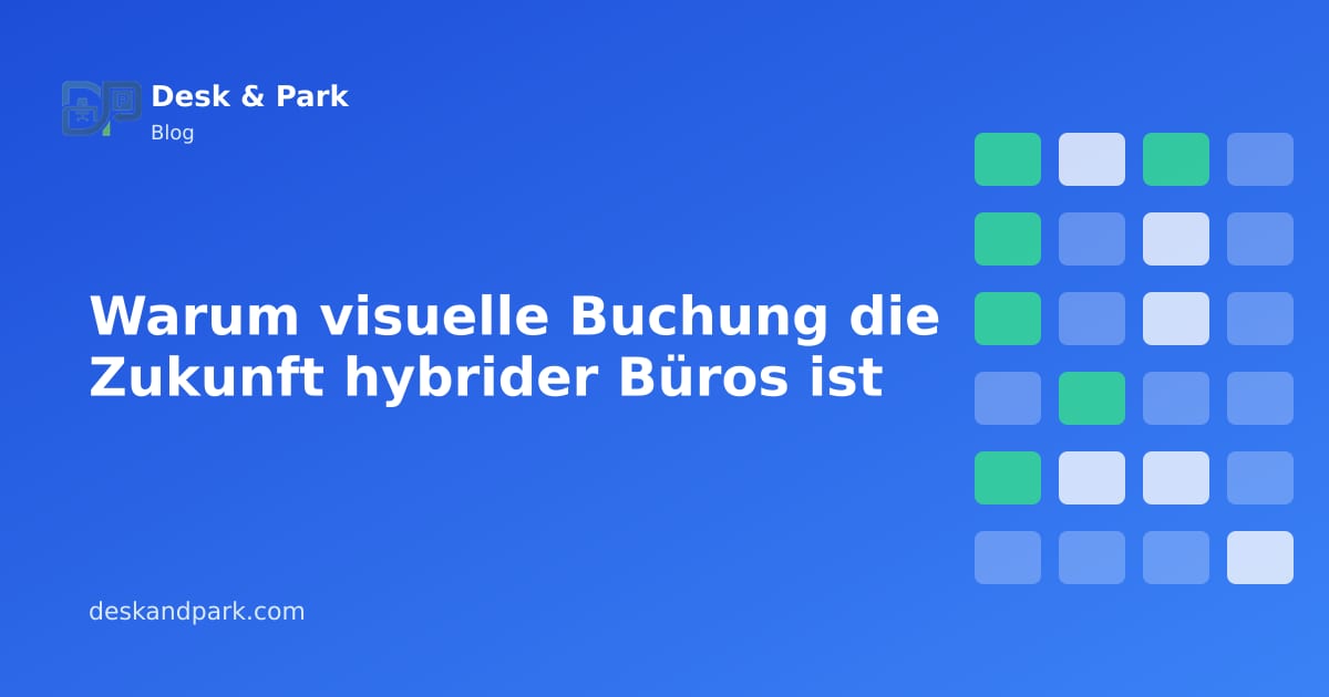 Ein Bürogrundriss mit Schreibtischen, die als frei, gebucht und eingecheckt markiert sind